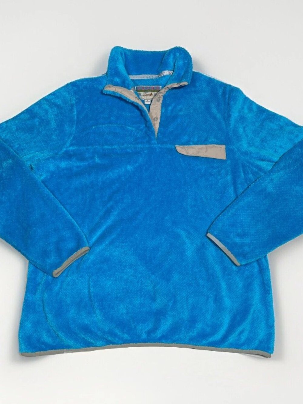 Jachs Pullover Fleece Jacket Sweater Cabin SUPER SOFT Blue 1/4 Snap Men's Size M